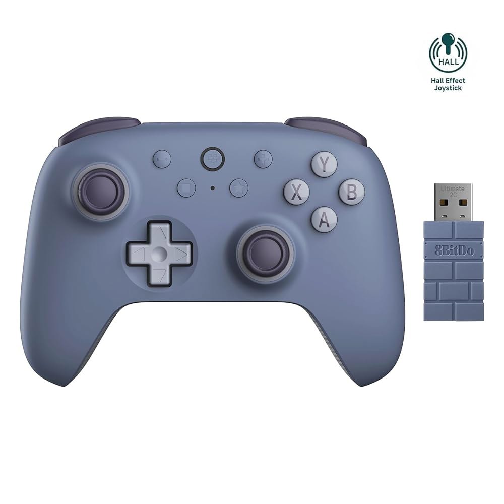 AKNES 8Bitdo Ultimate 2C 무선 2.4G Windows PC 및 Android용 컨트롤러, 홀 효과 조이스틱 트리거가 있는 게임패드, 1000Hz 폴링 속도, - 상품 이미지