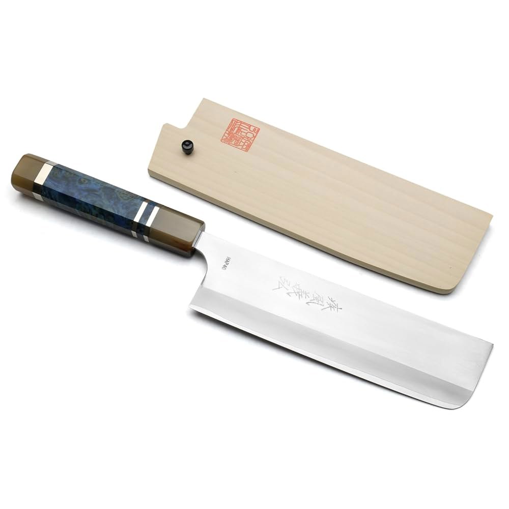 요시히로 고속 스테인리스 스틸 HAP40 나키리 야채 셰프의 나이프 오션 블루 핸들 (7인치(180mm)) 7 - 상품 이미지