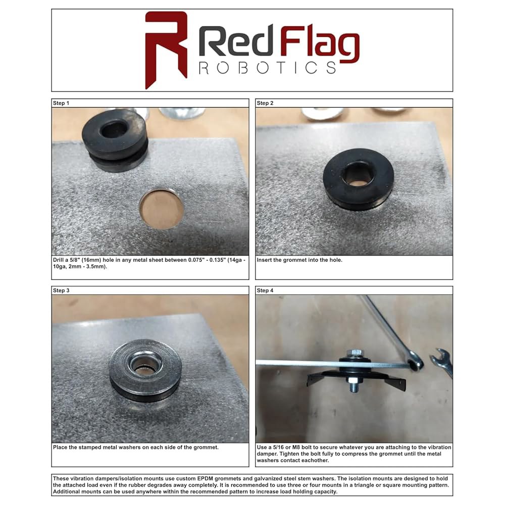 4 PCS 5/16 8MM 캡티브 절연 마운트/진동 댐퍼 EPDM 아연 도금 강철 - 상세 이미지 3