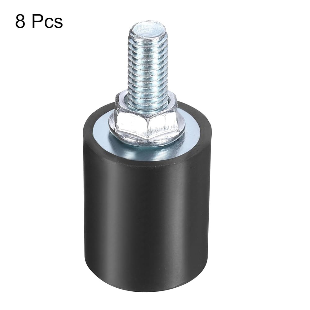 Uxcell 8pcs M8x23mm 고무 아이솔레이터 장착, 스터드 25x30mm 남성용 진동 충격 흡수 아연 도금 원통형 나사 M8 잠금 너트 장착 방진 - 상세 이미지 3