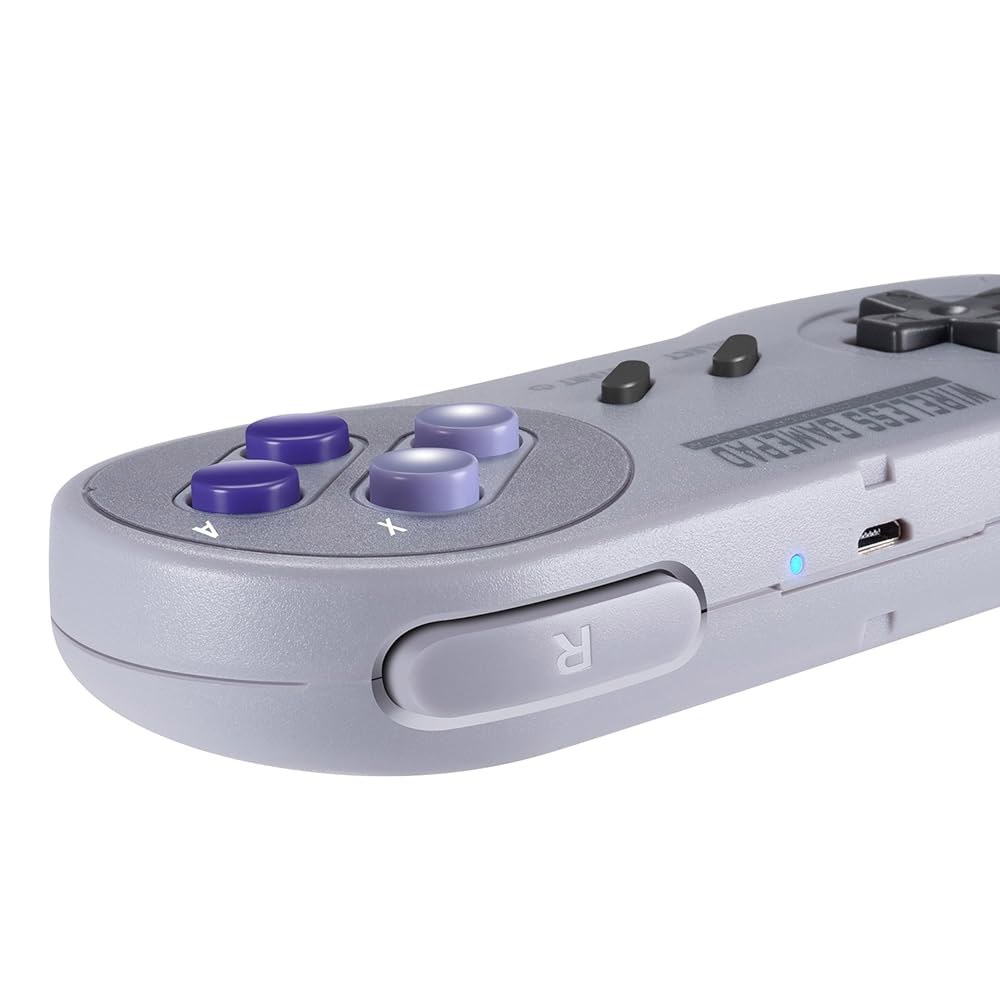 SNES 게임용 아소피람 무선 컨트롤러, 2.4GHz 게임패드, Windows PC 에뮬레이터용 USB 수신기, 클래식 스위치 I, 2팩에 호환되는 충전식 레트로 조이스틱 - 상세 이미지 3