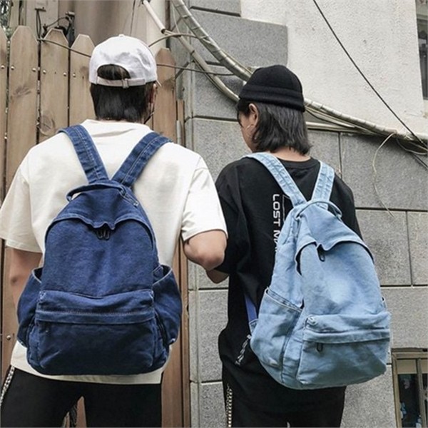 데일리 데님 백팩 빈티지 청 백팩 책가방 고등 학생 - 상품 이미지