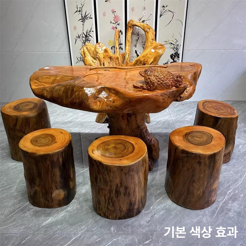원형 원목스툴 협탁 간이 거실 체어 빈티지 엔틱 보조의자 사이드 고재 높이 받침대 - 상세 이미지 3