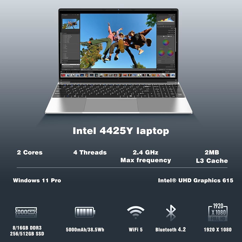 노트북 컴퓨터, 윈도우 11 프로 랩 PC, 15.6인치 5000mAh 2026 학교 FHD 배터리, 256GB SSD, HDMI, RAM 신제품, 학생용 미니 비즈니스 8GB - 상세 이미지 2