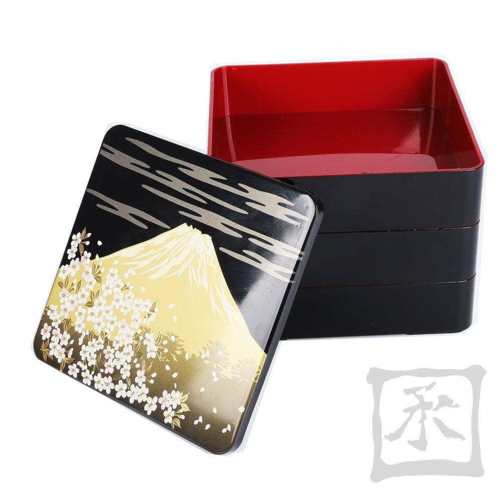 일본도시락통 일본찬합 고급 우드 3단 소풍 나무 용기 소형 벚꽃 초밥 상자 12.5x12.5x16 - 상세 이미지 5