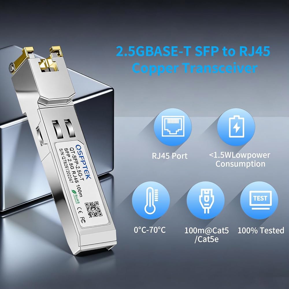2.5Gbase-T 네트워크 트랜시버, 2.5G SFP to 구리 2.5gb 기타 100m, 오픈 일반, 호환 모듈 스위치 RJ45, 미니 Gbic X 1 For Cisco - 상세 이미지 2