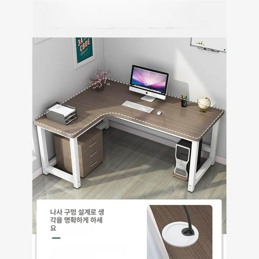 게이밍 테이블 조합 컴퓨터책상 침실 원목색 모서리 엘자 사이즈 데스크톱 작업대 - 상품 이미지