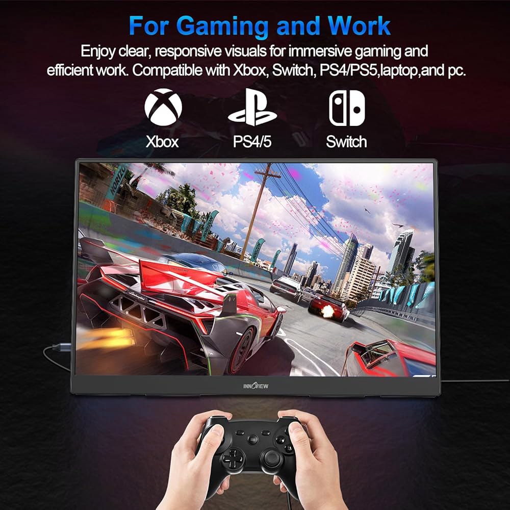 InnoView 16인치 휴대용 모니터 180Hz 게이밍 노트북, HDMI 1200P 경량, Xbox용 맥, 스크린(어댑터 외부 세컨드 미포함) FHD PS5, 모니터, PC, - 상세 이미지 3