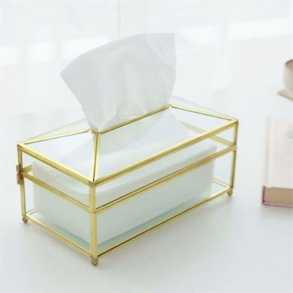 고급 휴지 케이스 투명 유리 휴지 케이스 디스펜서 인테리어 각티슈 - 상품 이미지