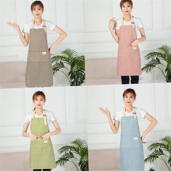 스트라이프 여성 앞치마 바리스타 성인 앞치마 주방 카페 - 상품 이미지