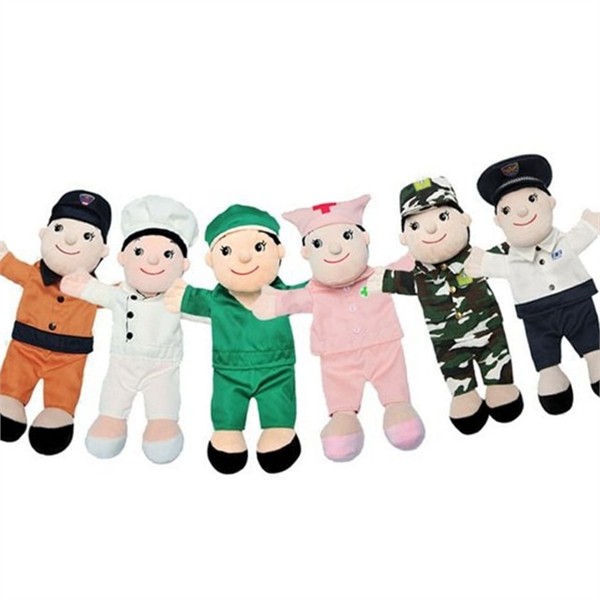 어린이 직업 손 인형 용인형 구연 인형 패브릭 활동 교구 - 상품 이미지