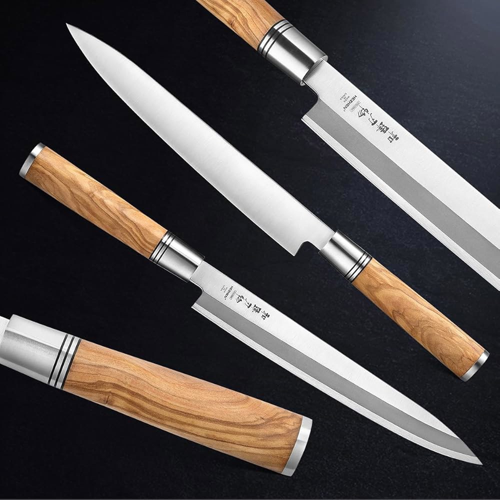 허젠 240mm 사시미 나이프, 스시 야나기바 올리브 나무 손잡이, 나이프 케이스 포함 240mm Sashimi Knife - 상세 이미지 3