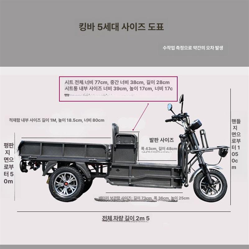 3륜 짐카 내식성 전동카트 전동운반차 리어카 배터리 핸드카 전기 세발 화물 운반카트 - 상세 이미지 4