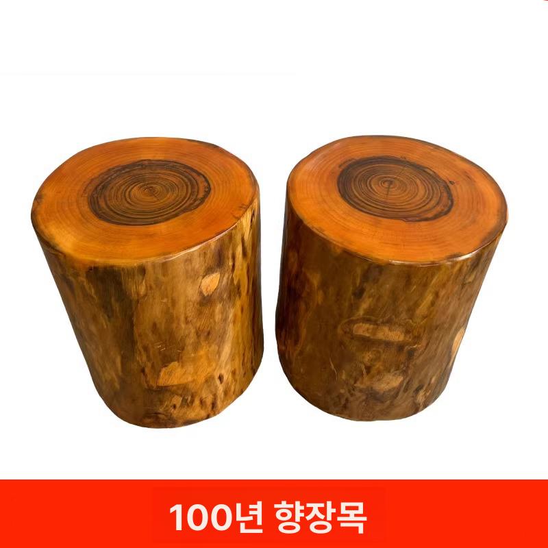 원형 원목스툴 협탁 간이 거실 체어 빈티지 엔틱 보조의자 사이드 고재 높이 받침대 - 상세 이미지 2