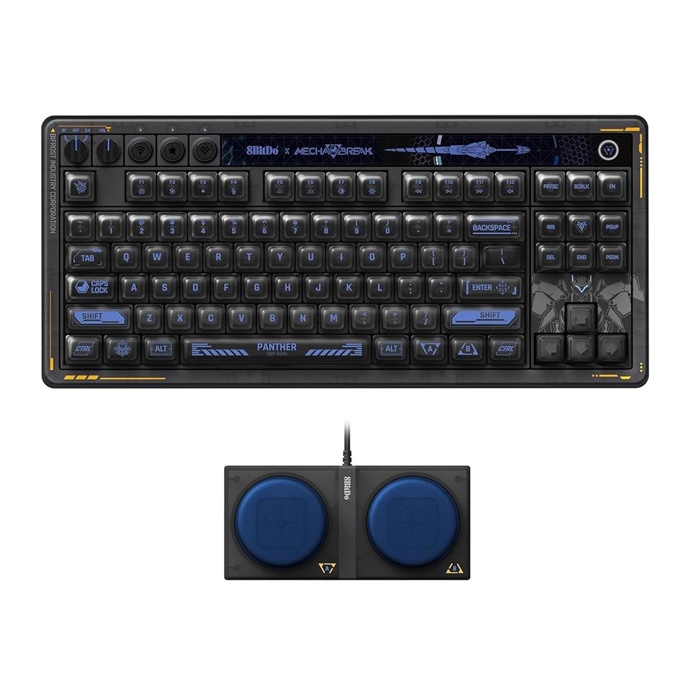 8BitDo 레트로 87 기계식 키보드, 핫 스왑 가능한 케일 스위치, RGB 백라이트, 프로그래머블 버튼, 무선 2.4G / Bluetooth Windows 및 Android용 - 상품 이미지