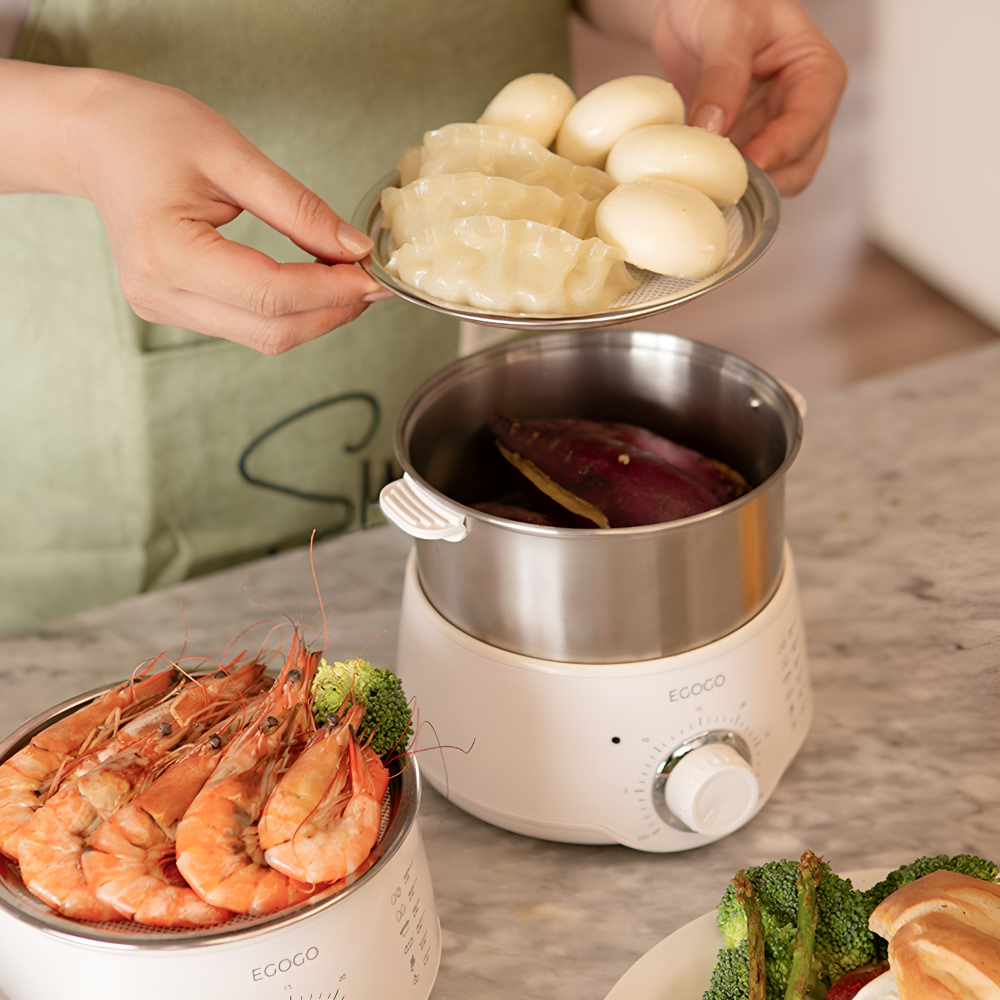 올스텐 계란찜기 2단 풀스텐 타이머 멀티찜기 에그쿠커 계란삶는기계 - 상세 이미지 3