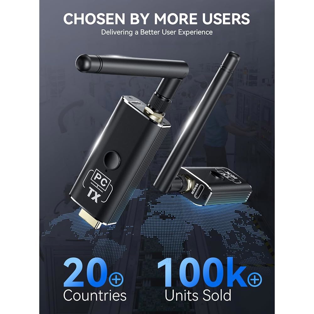 모만 무선 HDMI 송신기 및 수신기 키트, 1대 + 4대, 비디오 오디오용 1080P HD 출력에 4K 입력, PC / 프로젝터 TV 박스 노트북용 492FT 내구성 휴대용 플러 - 상세 이미지 2