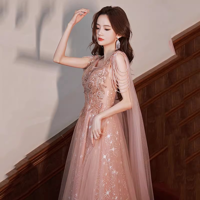 이브닝 드레스 스냅촬영 유색 연주복 피로연 롱원피스 - 상세 이미지 3