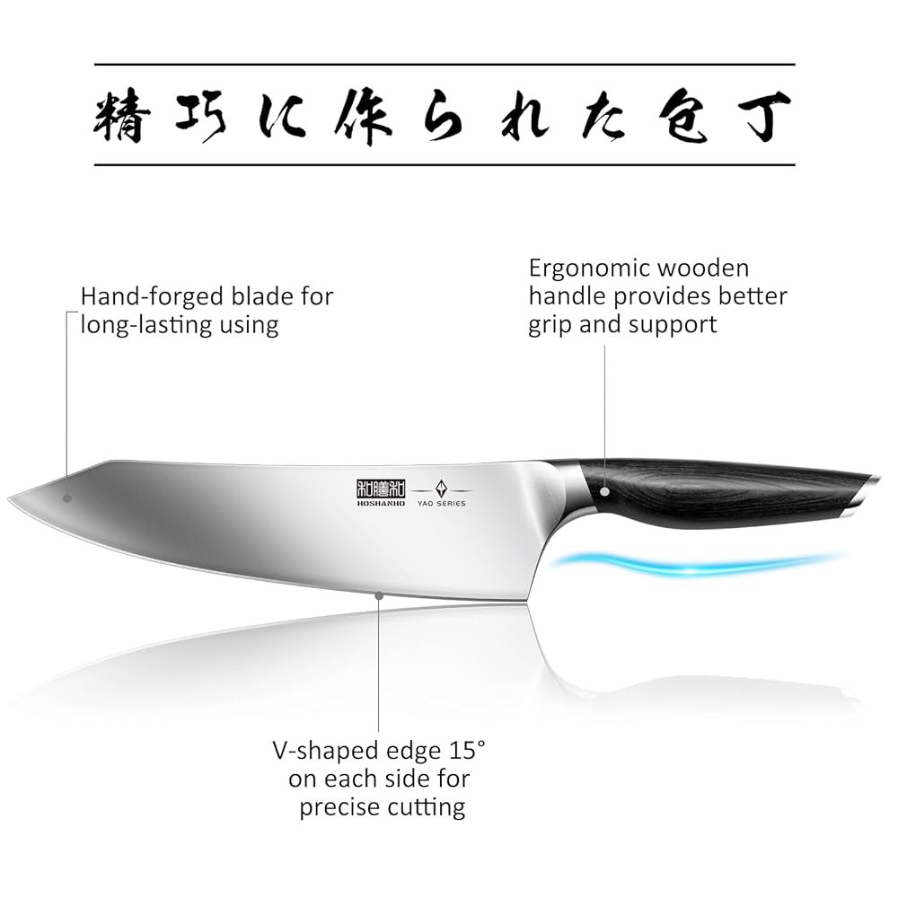 블록이 있는 호샨호 16피스 주방 나이프 세트, 파우더 스틸 고탄소 블록 샤프너가 울트라 샤프 프로페셔널 셰프 세트 - 상세 이미지 3