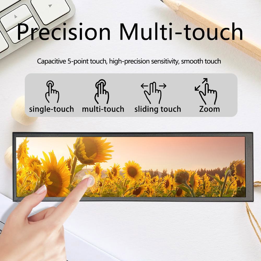 LESOWN Portable Bar Sub Monitor 7.9 Aida64 mini LCD GPU inch Strip Screen USB HDMI 400x1280 CPU Touc - 상세 이미지 3