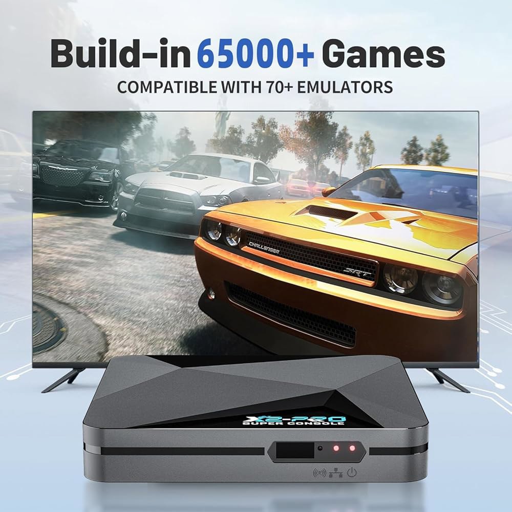 킨행크 슈퍼 콘솔 X2 프로 레트로 게임 콘솔, 65000개 이상의 게임, 비디오 EmuELEC 4.6 및 Android 9.0 in 1, 70개 에뮬레이터와 호환, 컨트롤러 2개 - 상세 이미지 2