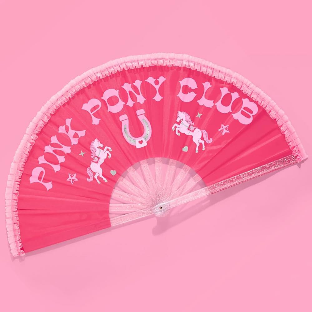 xo, Fetti Pink Pony Club 접이식 선물, 카우걸 스테이트먼트 바흐 피스 콘서트 의상, 손 러플 액세서리, 프린세스 선풍기 선풍기, 생일 팝 처녀 - 상품 이미지