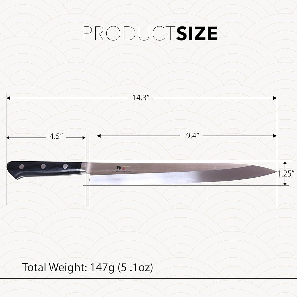 JCK 오리지널 카가야키 일식 셰프 u2019s 나이프, KG-18 프로페셔널 야나기바 240mm(사시미, 스시 나이프), 인체공학적 파카 나무 손잡이가 있는 VG-1 고탄소 일본 - 상세 이미지 2