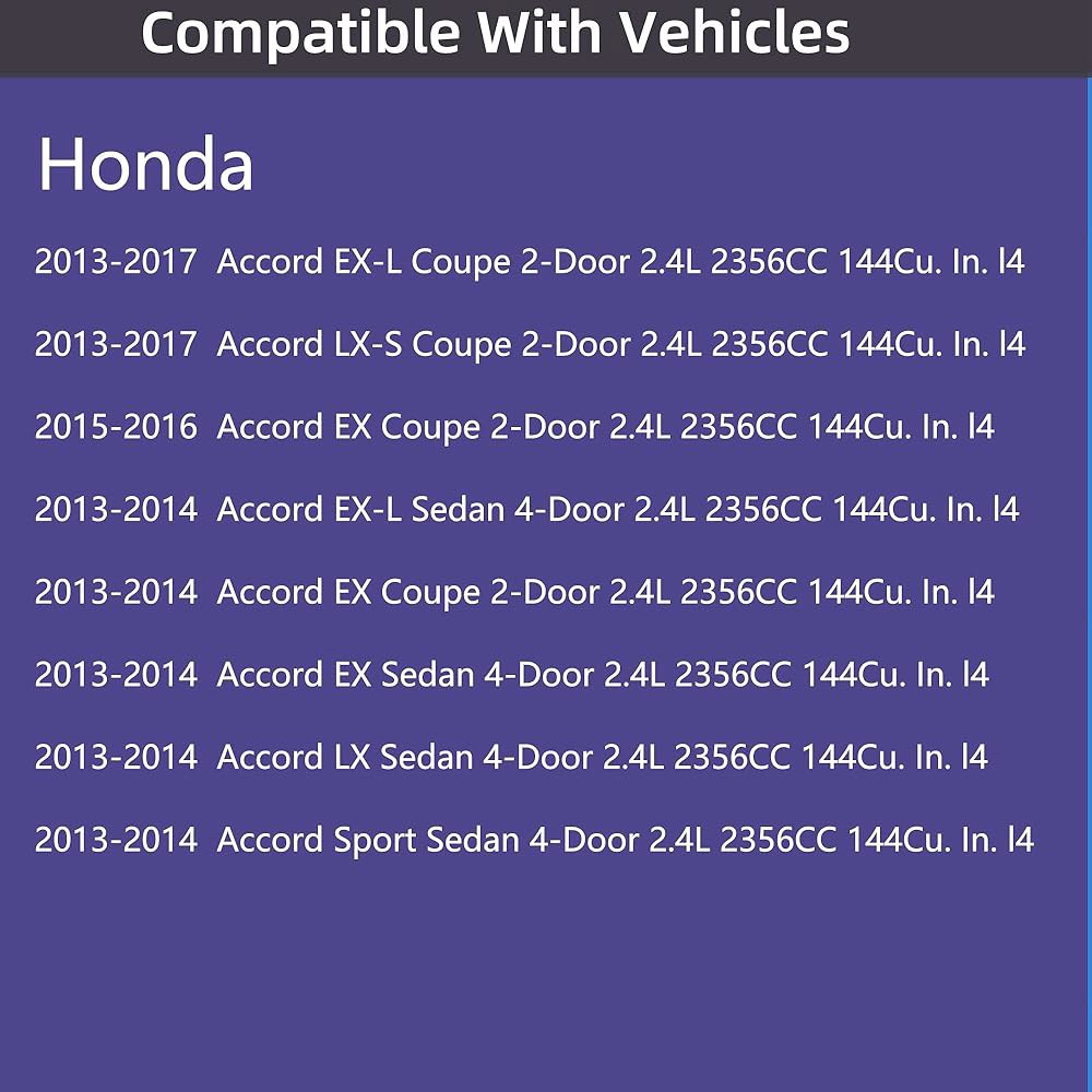 혼다 어코드 2.4L K24, EX, EX-L, LX, LX-S, 쿠페, 세단, 스포츠 2도어, 4도어, 2013, 2014, 2015, 2016, 2017, 12030-5A2-A - 상세 이미지 2
