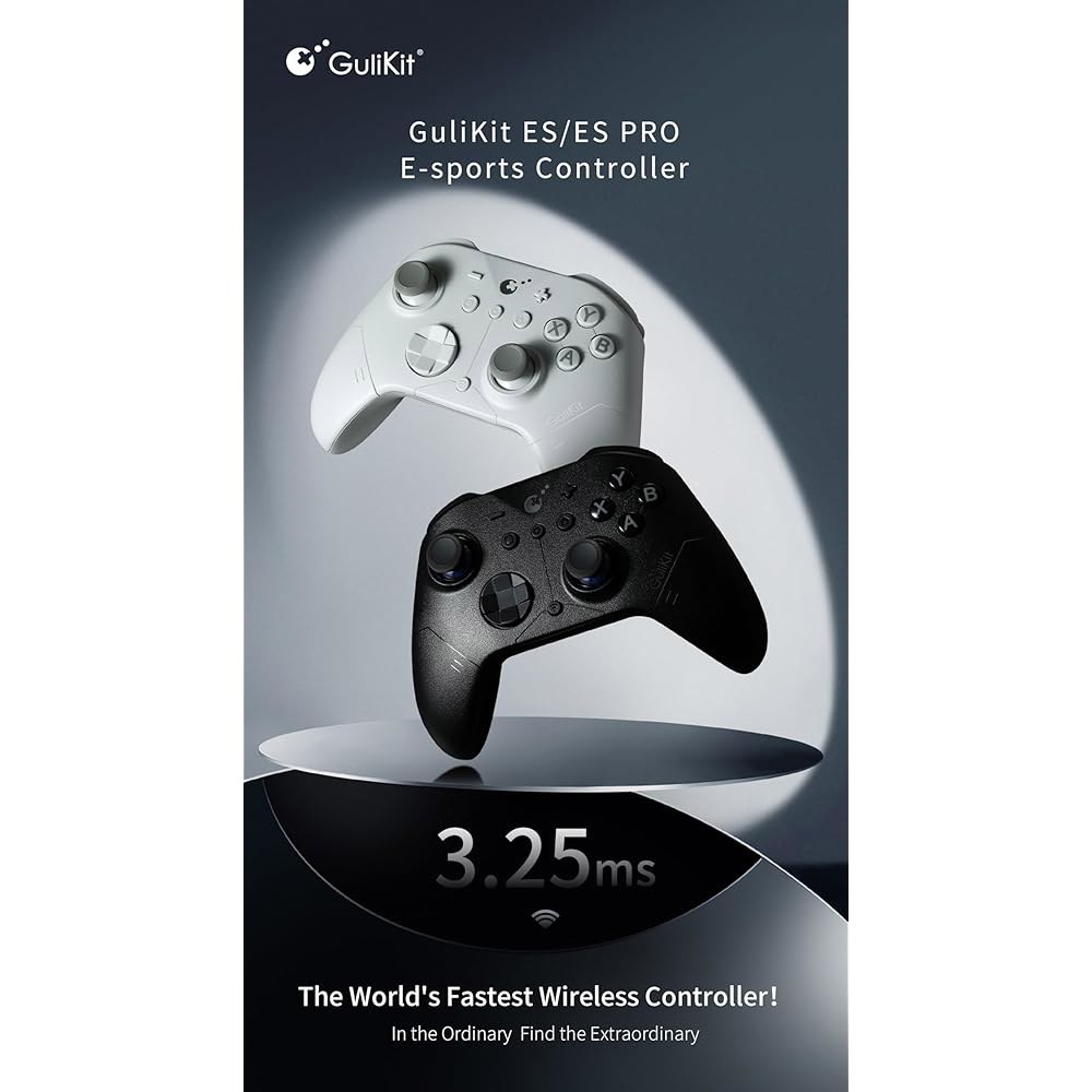 GuliKit ES PRO 무선 PC 컨트롤러 u2013 TMR 안티 드 트 & 스냅백 조이스틱, 낮은 지연 시간 3.25ms, /스위치 /안드로이드 2 웨이크업, 30시간 배터리 - 상세 이미지 3