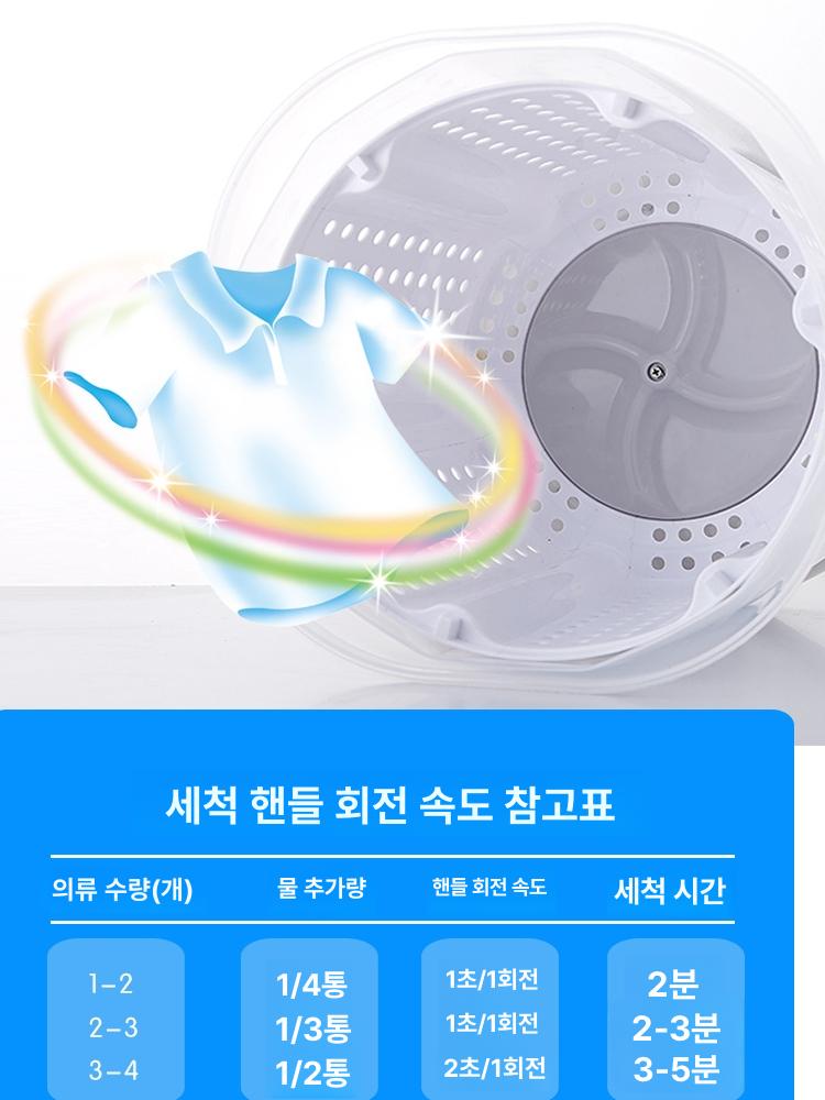 수동탈수기 초소형세탁기 캠핑용 걸레 자취방 손세탁 의류 개인 여행용 - 상세 이미지 4