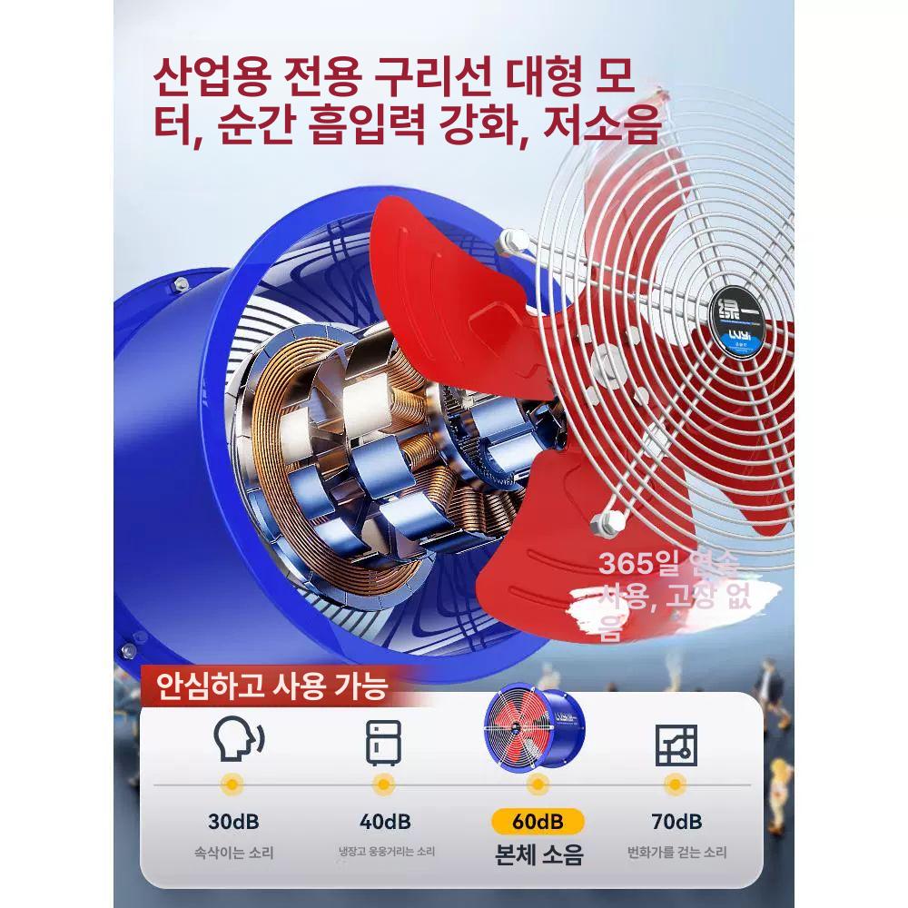 비닐하우스 송풍기 환풍기 통풍기 환기팬 공업용 덕트팬 산업용 강력 공기순환 축사용 - 상세 이미지 2