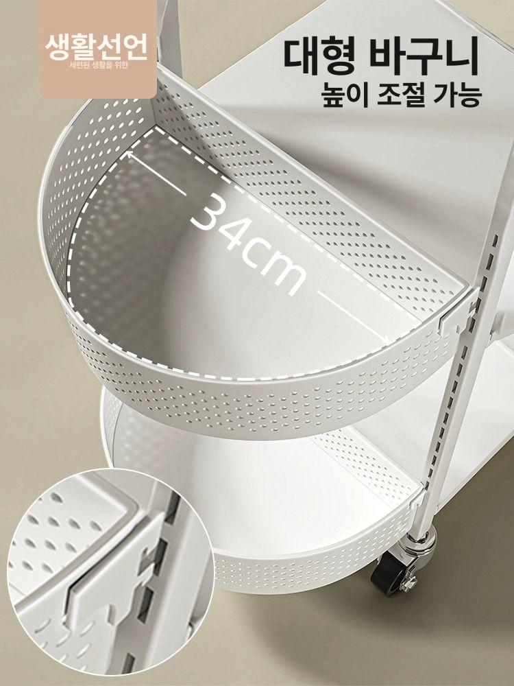 주방다이 받침대 랙 주방선반 정리대 다용도 바퀴 조리대 카트 이동식다층수납창고 - 상세 이미지 4