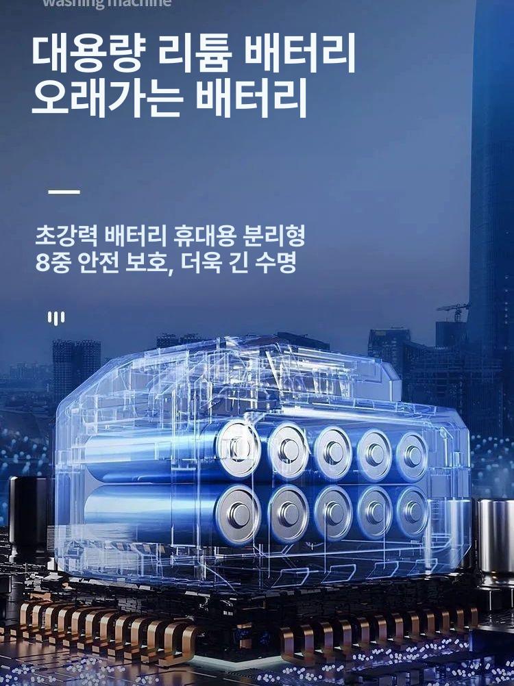 무선 세척기 충전식 가정용 차량용 노즐 배터리 세차기 물분사기 초강력 리튬 고압건 - 상세 이미지 3
