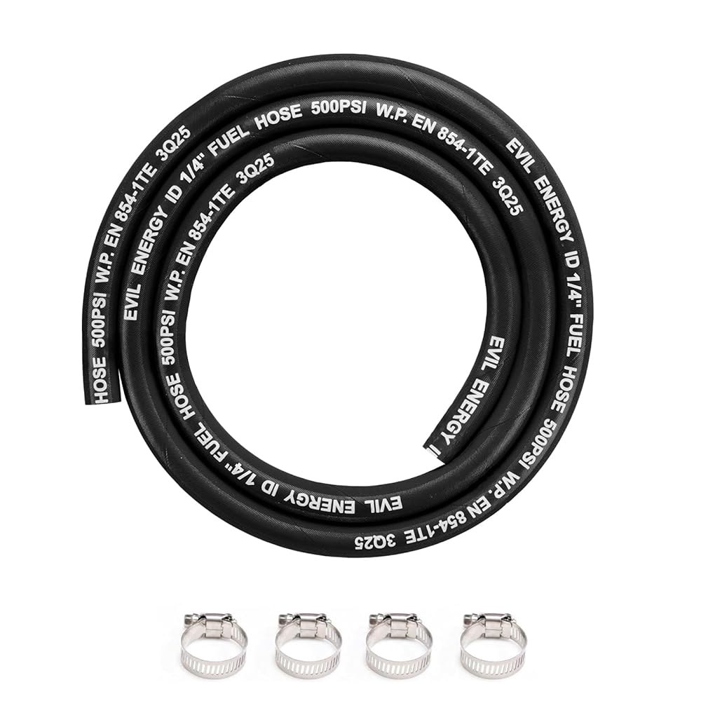 이블 에너지 1/4 고압 연료 라인 호스 5FT 500PSI E85 시스템 엔진용 NBR 고무 EN854-1TE 블랙 1/4 5FT Black - 상품 이미지