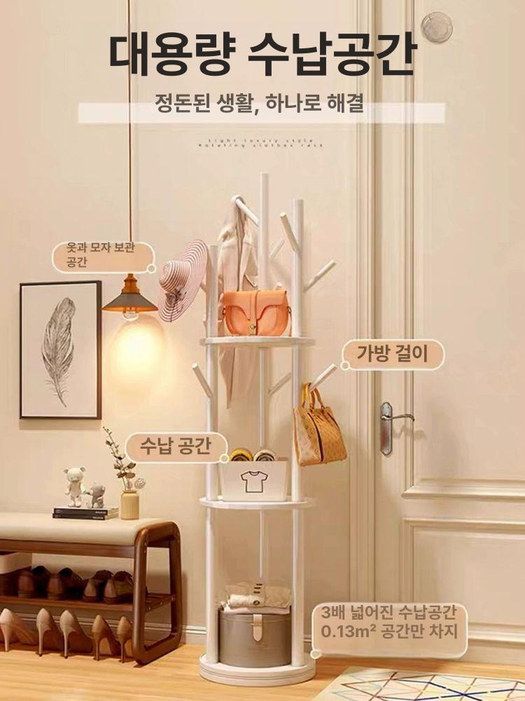 행거 옷걸이 현관 가방 코너형 원목 스탠드 - 상세 이미지 2