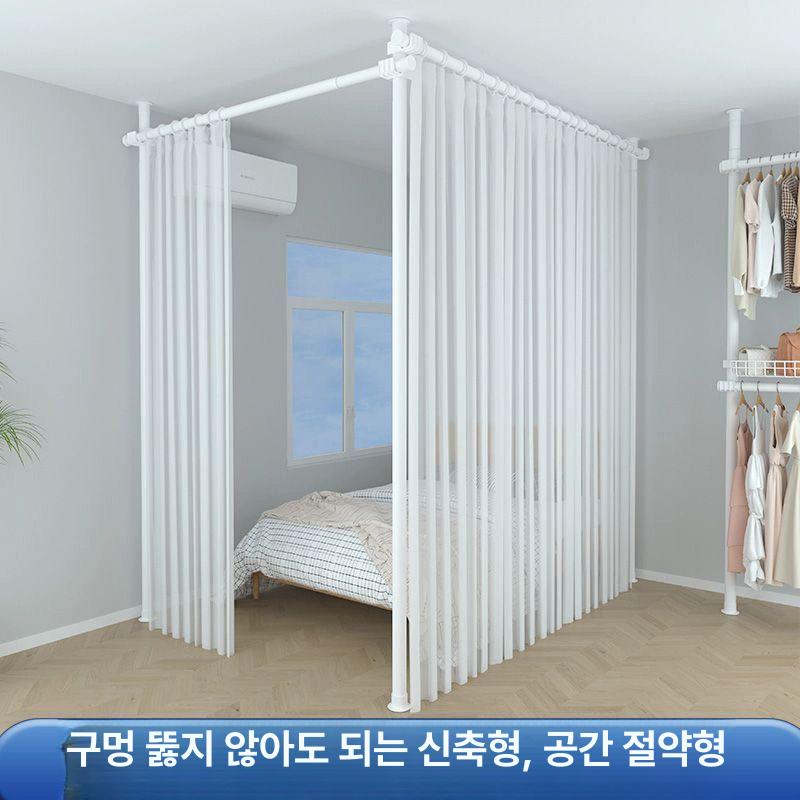 천정 폴행거 고정식 건조대 옷걸이 수납 랙 튼튼한 의류행거 천장형행거 높이 조절 - 상세 이미지 5