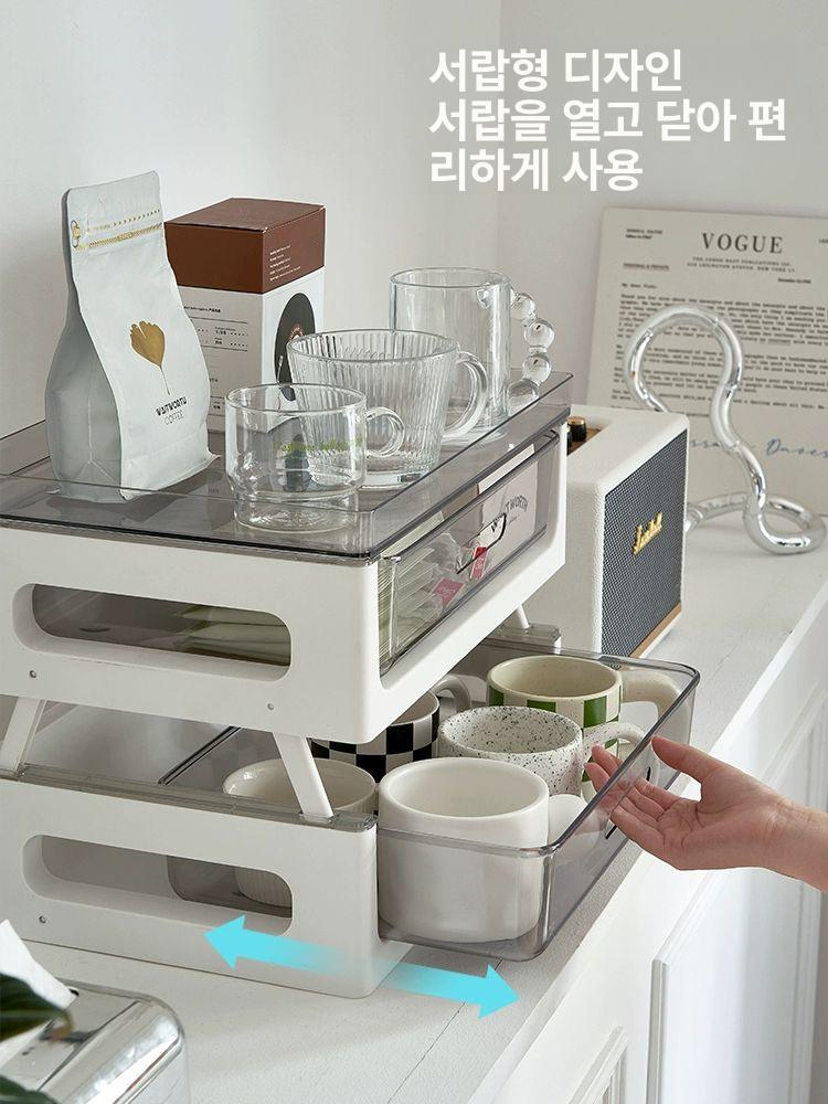 슬라이딩 수납함 투명 다용도 서랍식 서랍함 리빙박스 소품 서랍형 오픈형 분리 - 상세 이미지 3