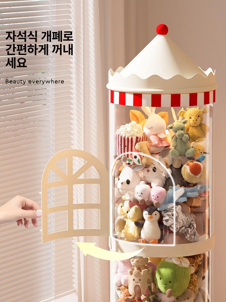 투명 정리함 지퍼형 보관함 보관통 원형 장난감 박스 수납통 대용량수납함 원통형 - 상세 이미지 2