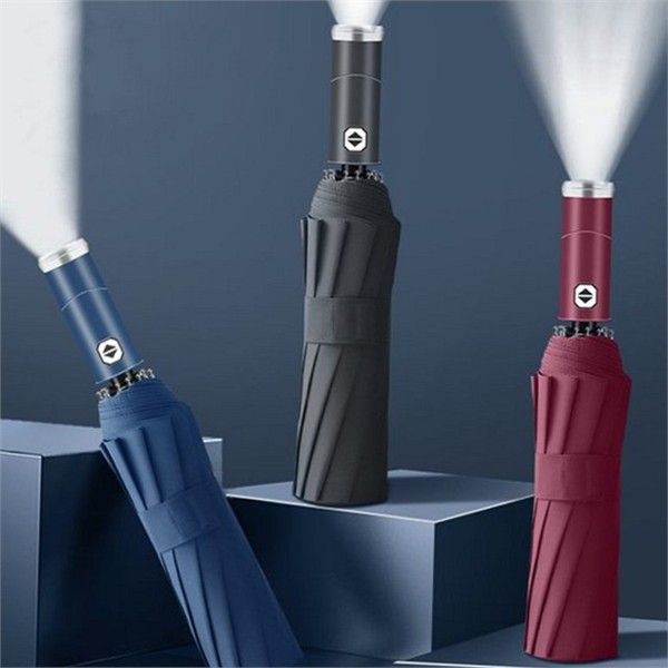 원터치 led 자동 우산 이중 튼튼한 자동 우산 휴대용 양산 - 상세 이미지 2