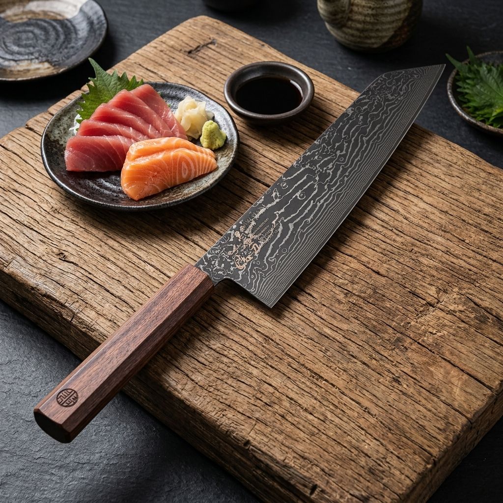명장 조상진 흑첩도 다마스커스 73겹 키리츠케 220 주방 고기 칼 - 상세 이미지 2
