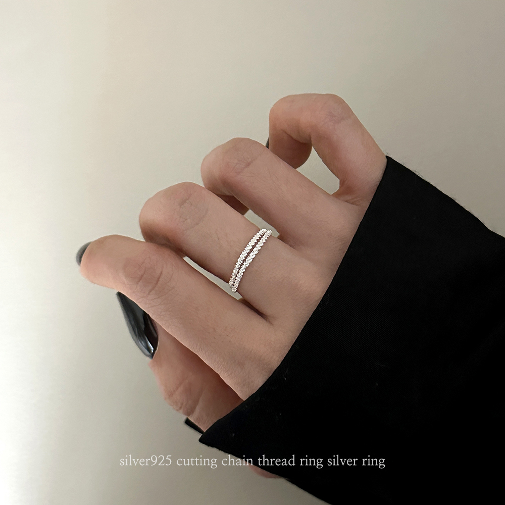 1+1 silver925 컷팅 체인 실반지 은반지 실버925 레이어드 - 상품 이미지