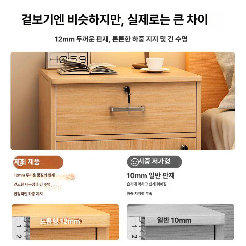 수납장 바퀴달린서랍장 이동식서랍장 미드센츄리 카트 트롤리 수납함 원목서랍장 - 상세 이미지 3