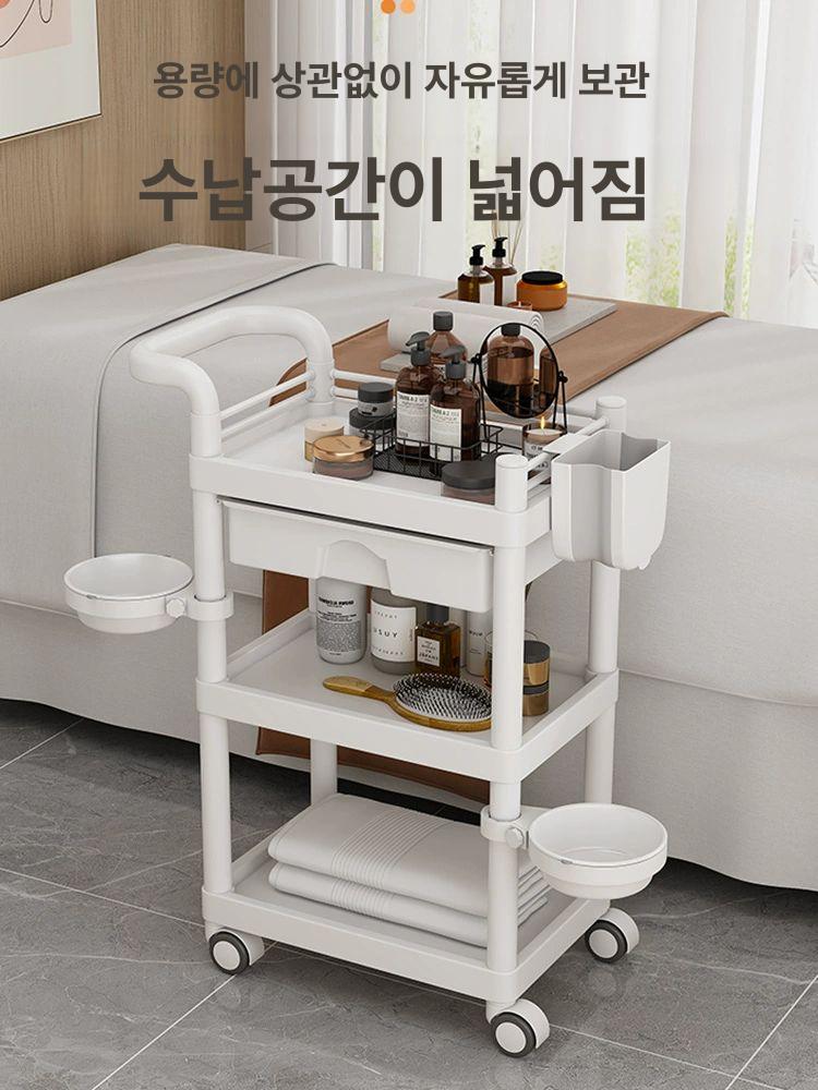 이동식카트 미용웨건 뷰티샵 미용실 수납장 보조수납 장비 실용적인 미용트롤리 - 상세 이미지 2