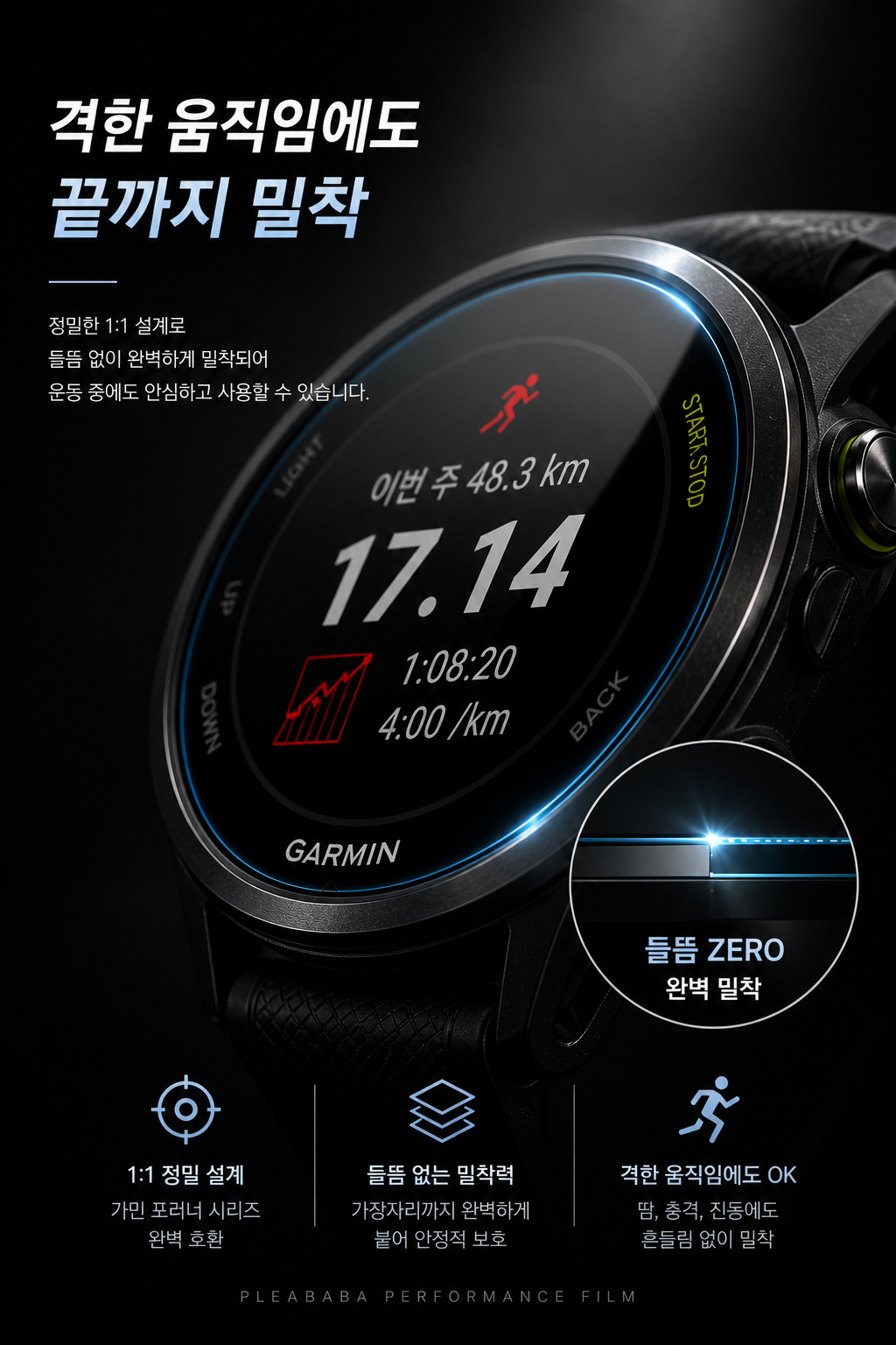 고선명 퍼포먼스 플리바바 가민 포러너 액정보호필름 스마트 워치 보호 필름 Garmin포러너 570, 47mm, 2매입 - 상세 이미지 2