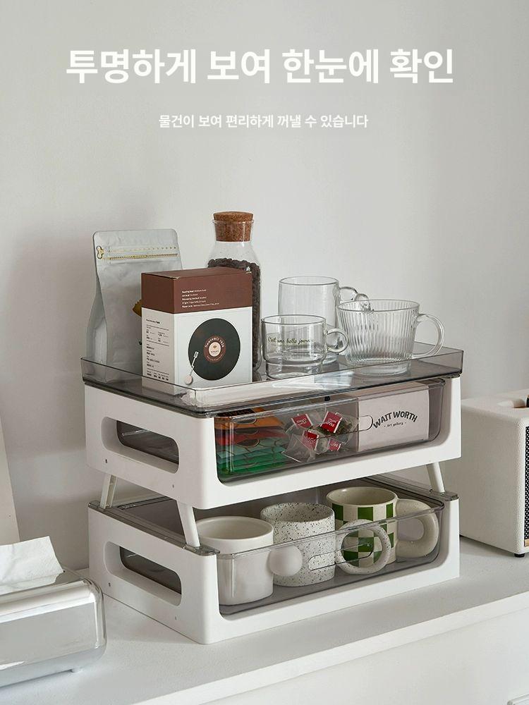 슬라이딩 수납함 투명 다용도 서랍식 서랍함 리빙박스 소품 서랍형 오픈형 분리 - 상세 이미지 5