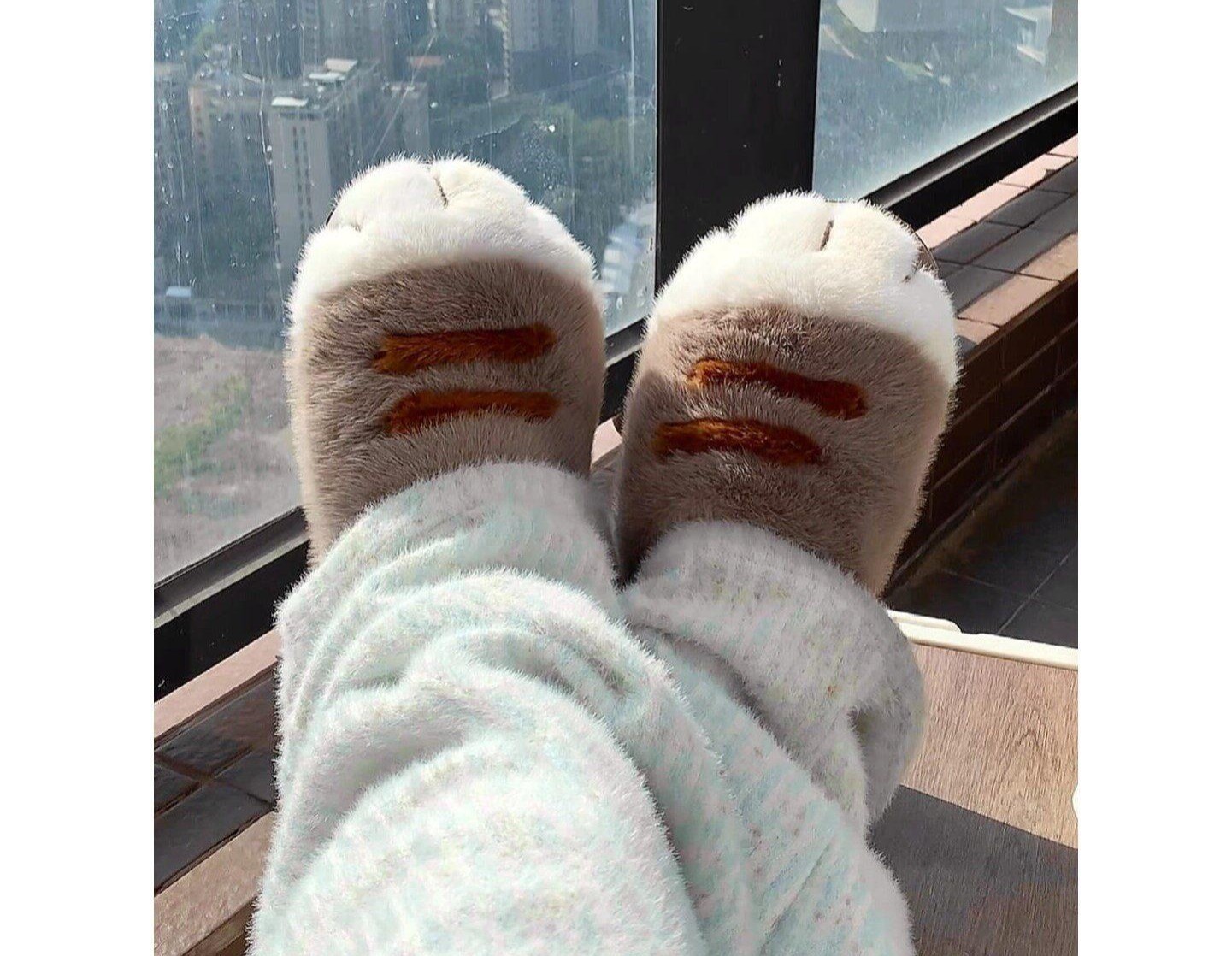 귀여운 두꺼운 고양이발바닥 슬리퍼 밑창 커플 겨울용 - 상품 이미지