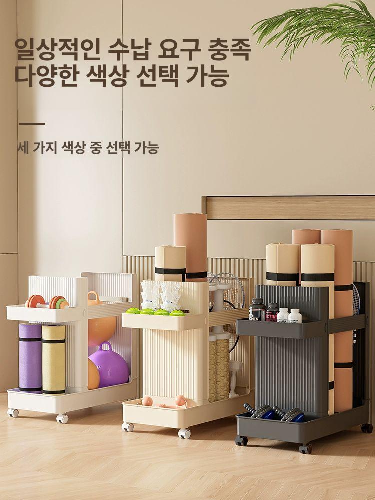 운동기구 정리함 요가매트 라켓 바구니 수납 이동식 트롤리 - 상세 이미지 4