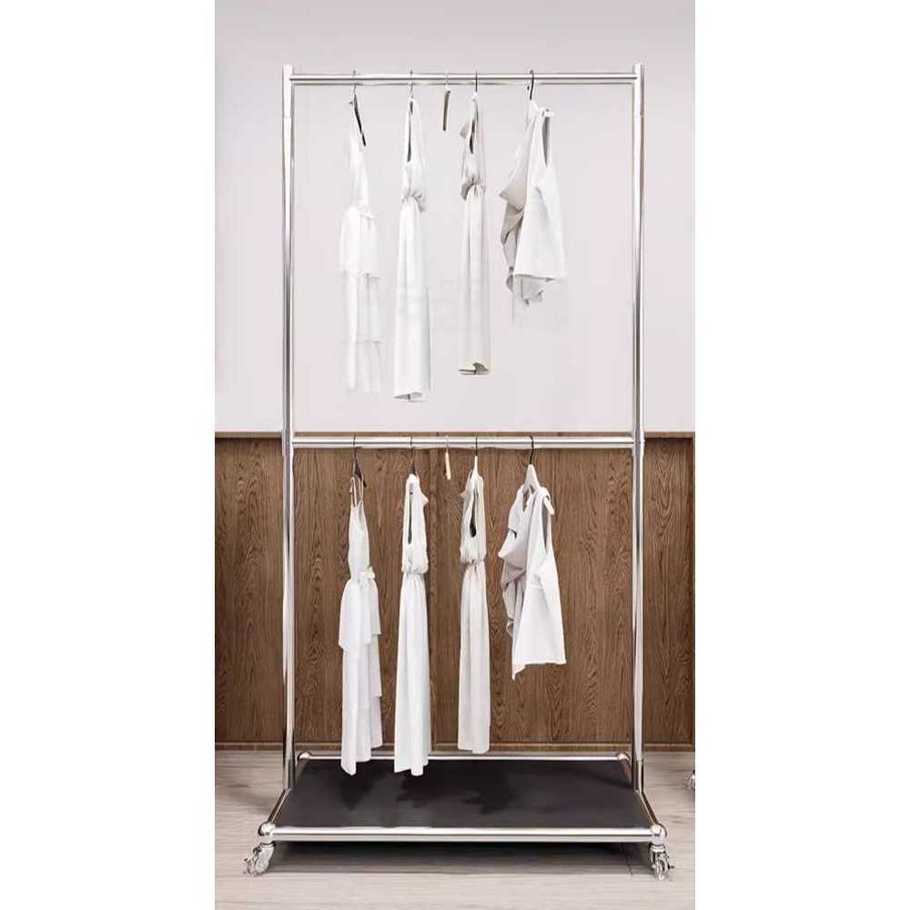 옷가게 행거 튼튼한 이동식 일자 옷걸이 철제 파이프 61x173cm - 상품 이미지