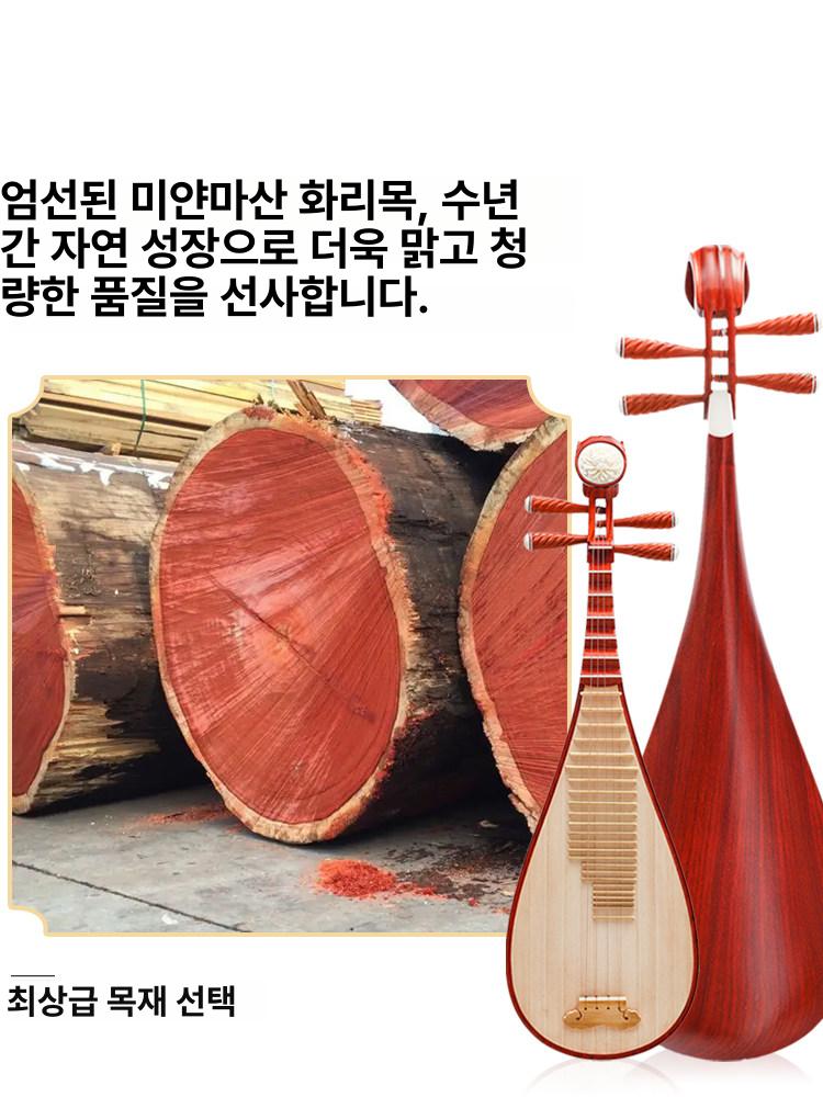 원목 비파 연습 초급 성인용 전통악기 공연 독학 촬영 초보자용 국악기 연주용 민속 - 상세 이미지 3