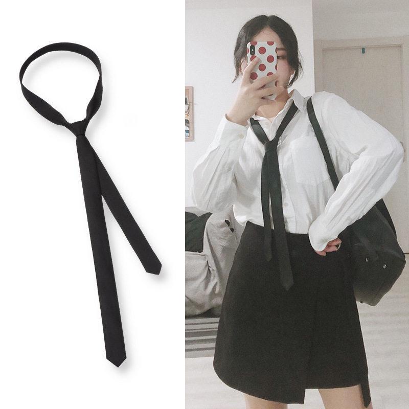얇은 넥타이 슬림 3cm 여자 데일리 셔츠패션 코디 - 상세 이미지 2